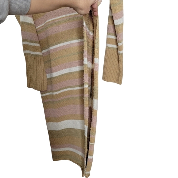 FREE PEOPLE Sweater Dress Maxi Toes In The Sand Stripe Cotton Oversize High Slit - Picture 8 of 16